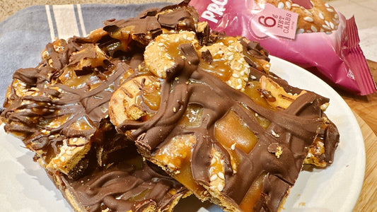 Crisp Power Chocolate Caramel Protein Pretzel Bark