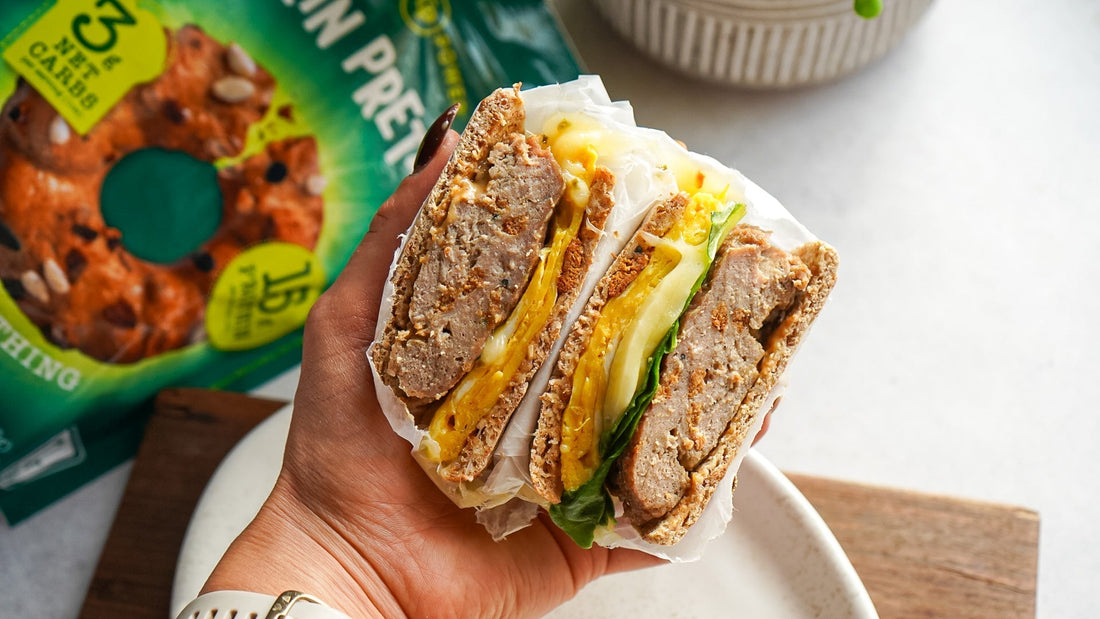 Everything Protein Pretzel Breakfast Sandwiches