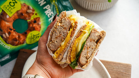 Everything Protein Pretzel Breakfast Sandwiches