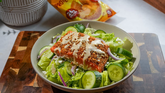 Honey Mustard Protein Pretzel Crusted Salmon