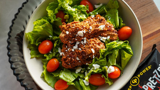 Hot Honey Feta Protein Pretzel Chicken Bites