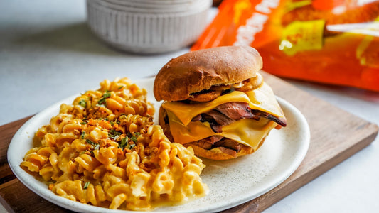 Smoky BBQ Brisket Sandwich + Mac & Cheese